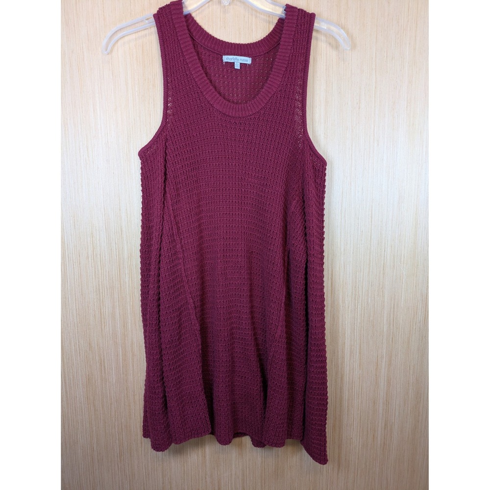 Charlotte Russe Womens Large Burgundy Cold Shoulder Waffle Knit Tunic Top S2637